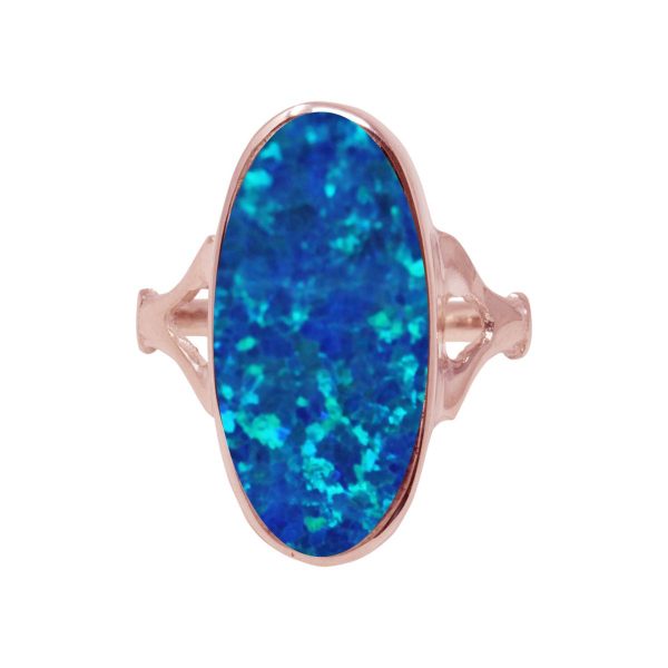 Rose Gold Opalite Cobalt Blue Oval Ring