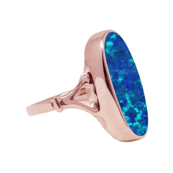 Rose Gold Opalite Cobalt Blue Oval Ring