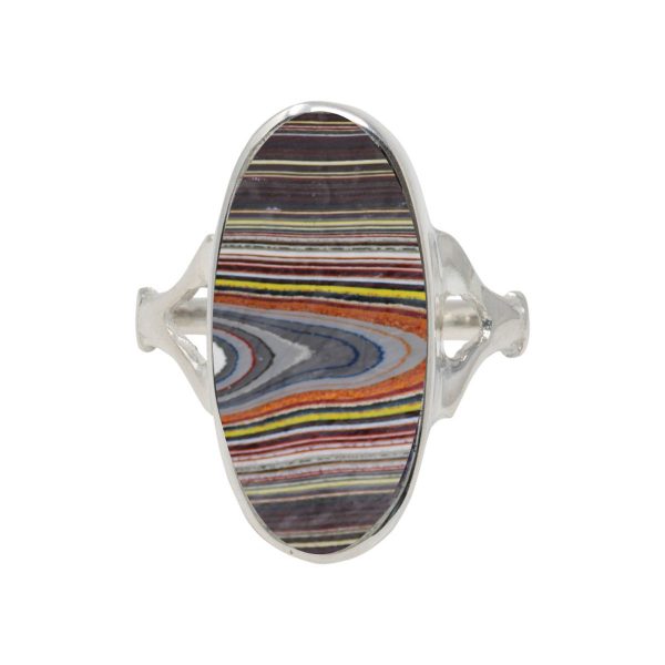 Silver Fordite Oval Ring