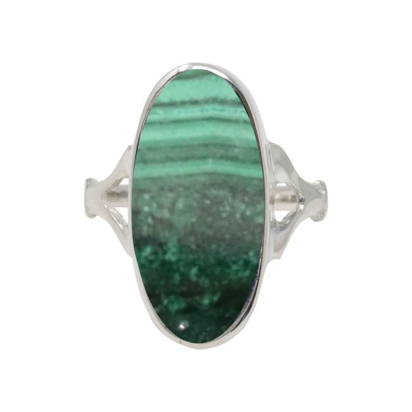 Silver Malachite Oval Ring