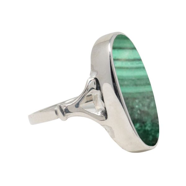 Silver Malachite Oval Ring