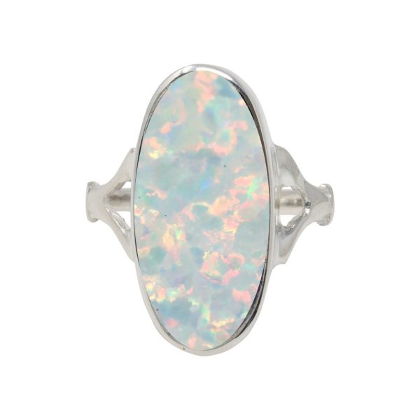 Silver Opalite Sun Ice Oval Ring