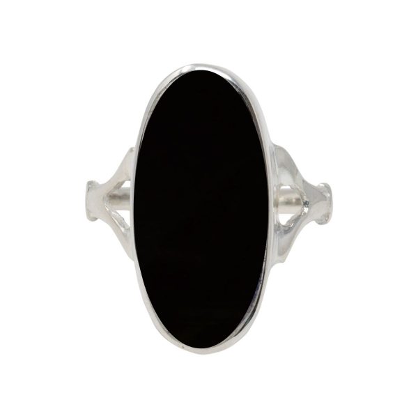 Silver Whitby Jet Oval Ring