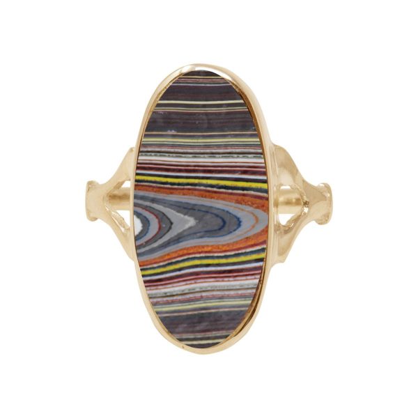 Yellow Gold Fordite Oval Ring