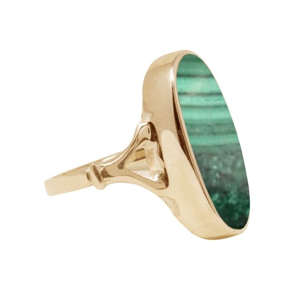 Yellow Gold Malachite Oval Ring