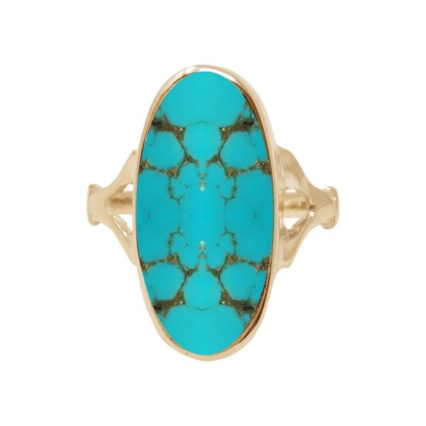 Yellow Gold Turquoise Oval Ring