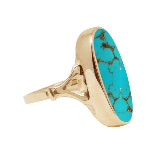 Yellow Gold Turquoise Oval Ring