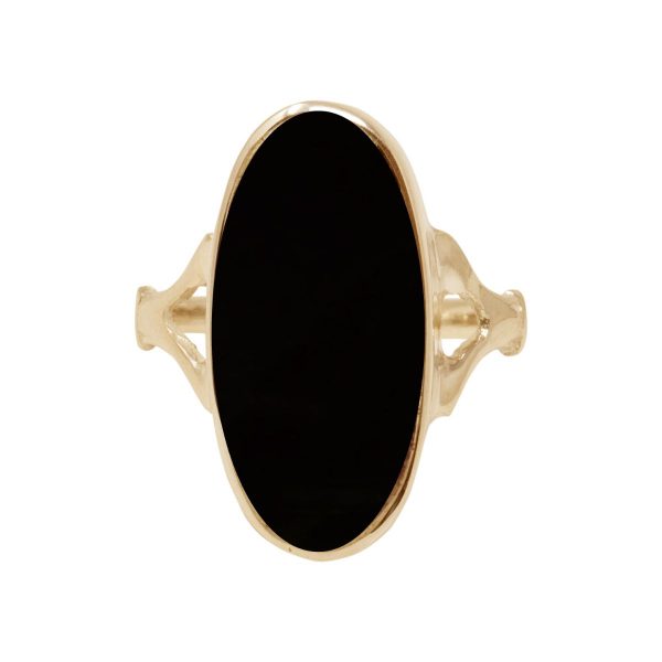 Yellow Gold Whitby Jet Oval Ring