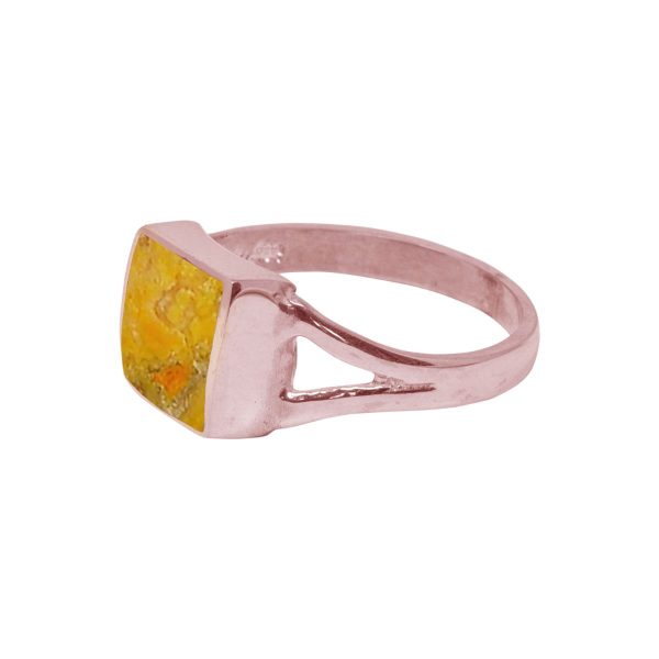 Rose Gold Bumblebee Jasper Square Ring