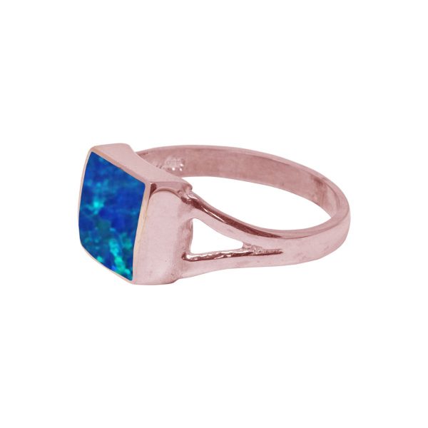 Rose Gold Opalite Cobalt Blue Square Ring