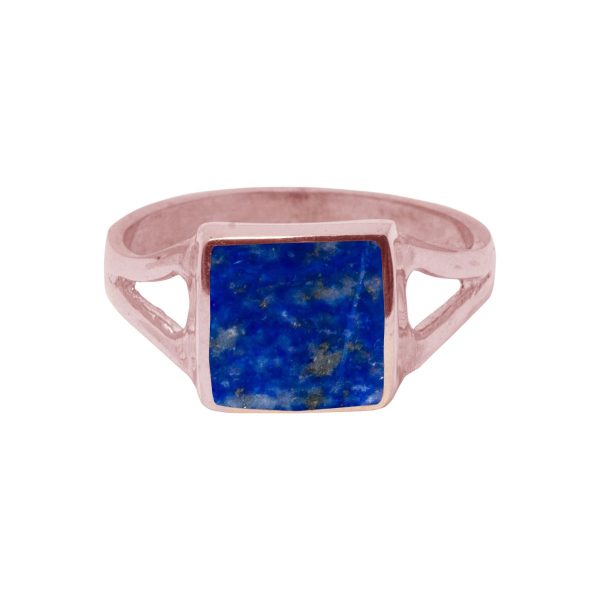 Rose Gold Lapis Square Ring