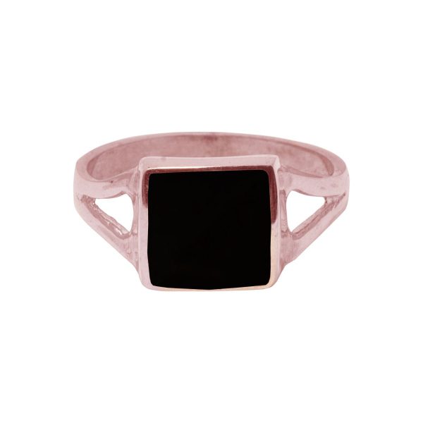 Rose Gold Whitby Jet Square Ring