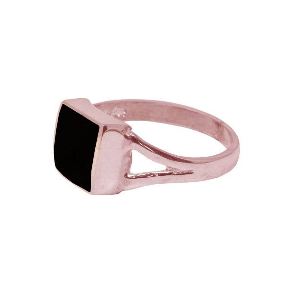 Rose Gold Whitby Jet Square Ring