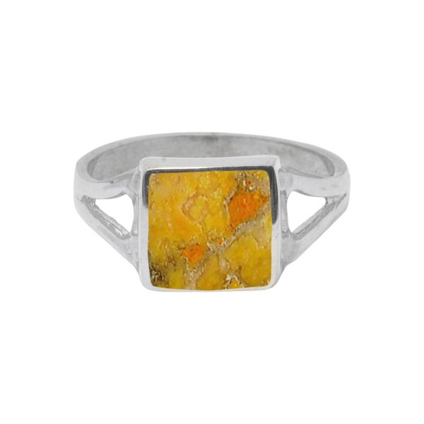 Silver Bumblebee Jasper Square Ring