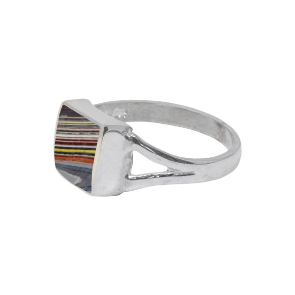 Silver Fordite Square Ring