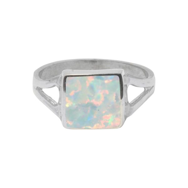 Silver Opalite Square Ring