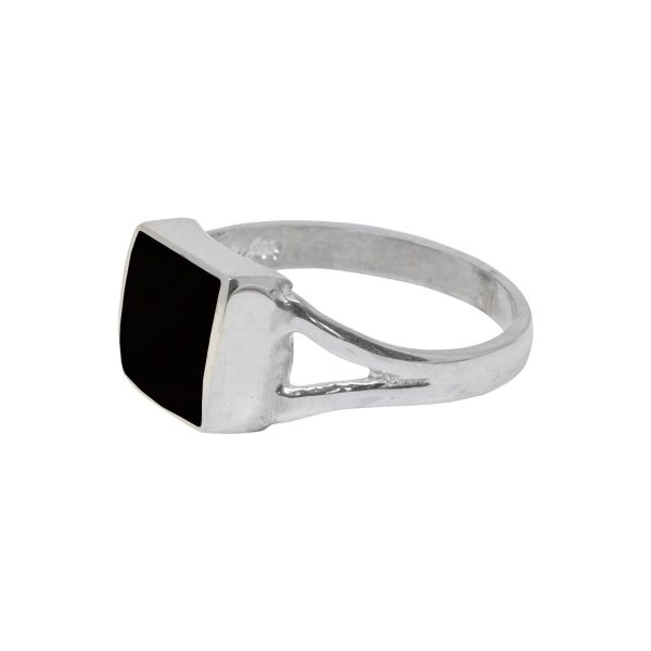 Silver Whitby Jet Square Ring