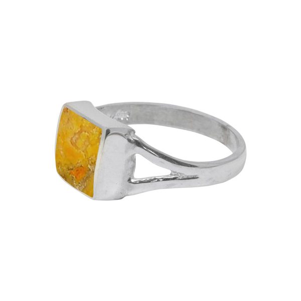 White Gold Bumblebee Jasper Square Ring