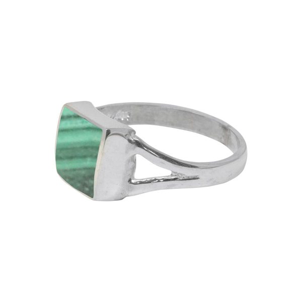 White Gold Malachite Square Ring