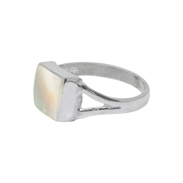White Gold Mother of Pearl Square Ring