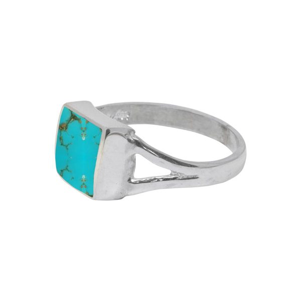 White Gold Turquoise Square Ring