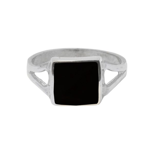 White Gold Whitby Jet Square Ring