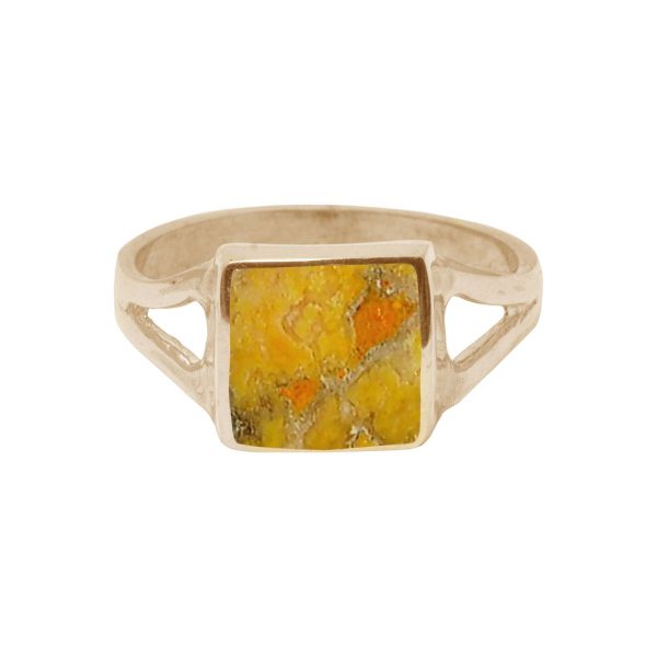 Yellow Gold Bumblebee Jasper Square Ring