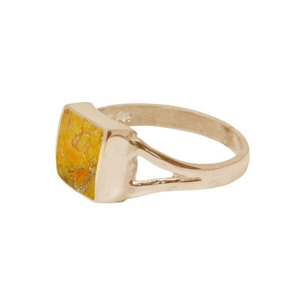 Yellow Gold Bumblebee Jasper Square Ring