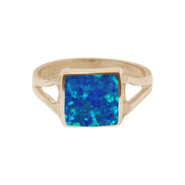 Yellow Gold Lapis Square Ring