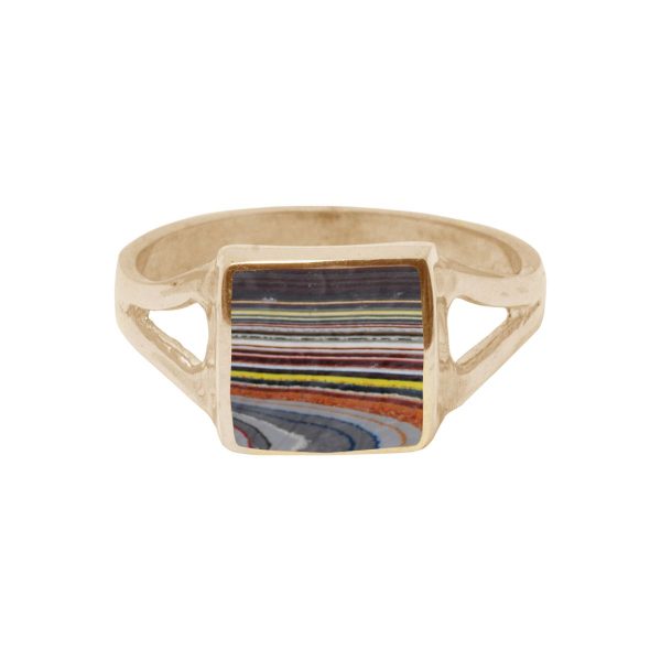 Yellow Gold Fordite Square Ring