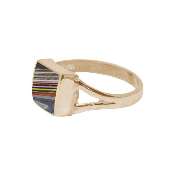 Yellow Gold Fordite Square Ring