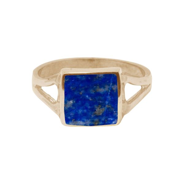 Yellow Gold Lapis Square Ring