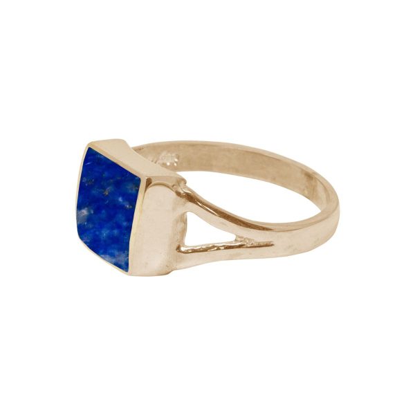 Yellow Gold Lapis Square Ring