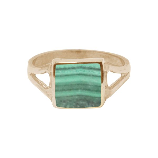 Yellow Gold Malachite Square Ring