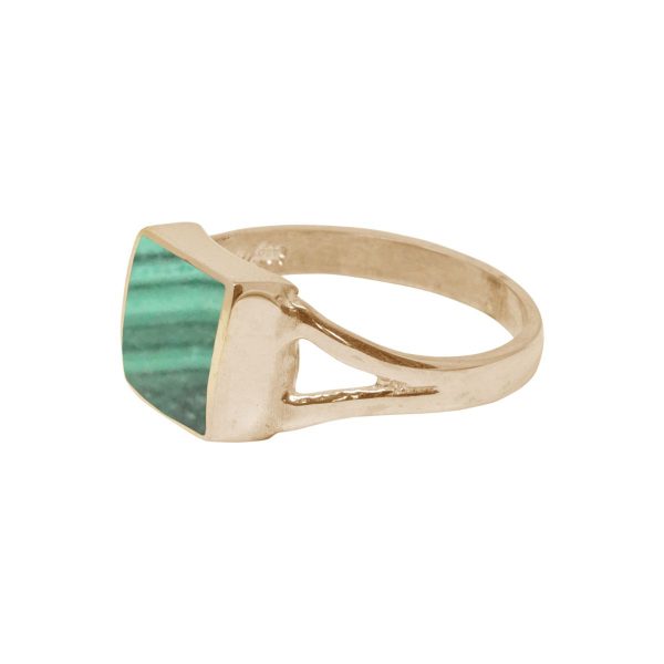 Yellow Gold Malachite Square Ring