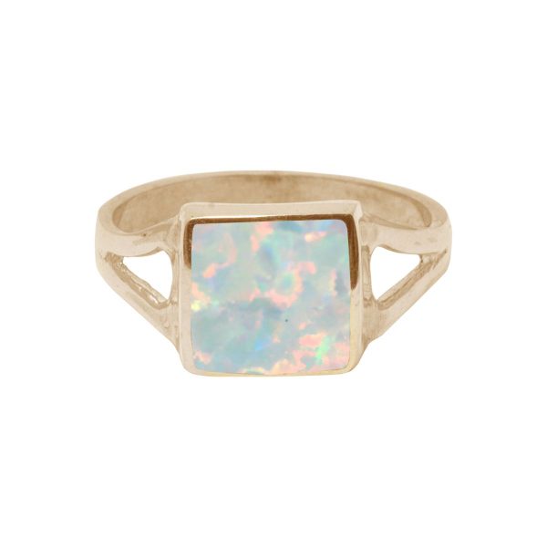 Yellow Gold Opalite Sun Ice Square Ring