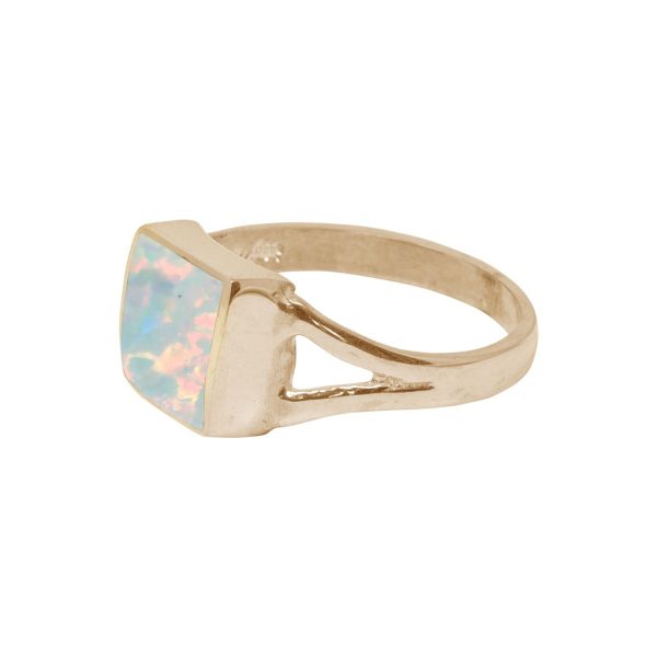 Yellow Gold Opalite Sun Ice Square Ring