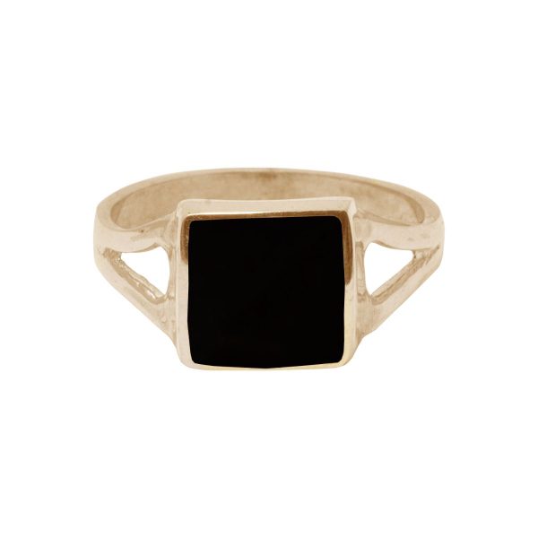 Yellow Gold Whitby Jet Square Ring