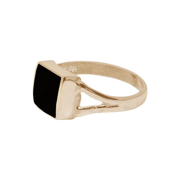 Yellow Gold Whitby Jet Square Ring