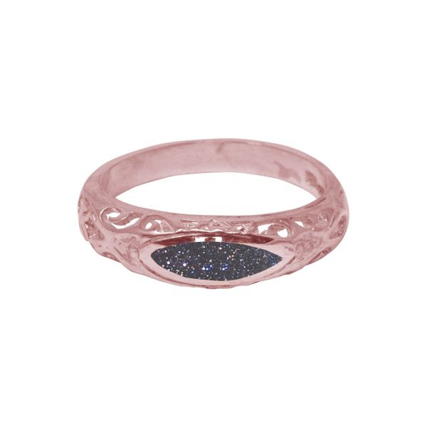 Rose Gold Blue Goldstone Ring