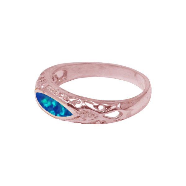 Rose Gold Opalite Cobalt Blue Ring