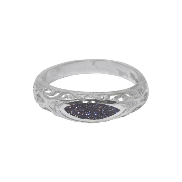 Silver Blue Goldstone Ring