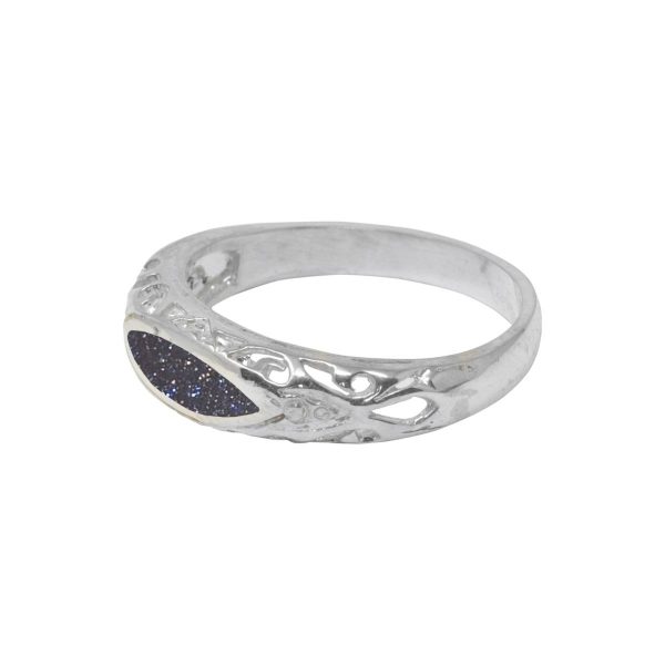 Silver Blue Goldstone Ring