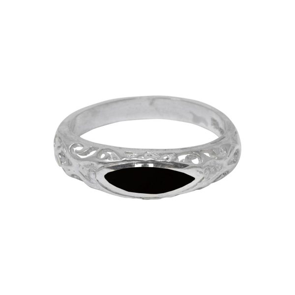 Silver Whitby Jet Ring