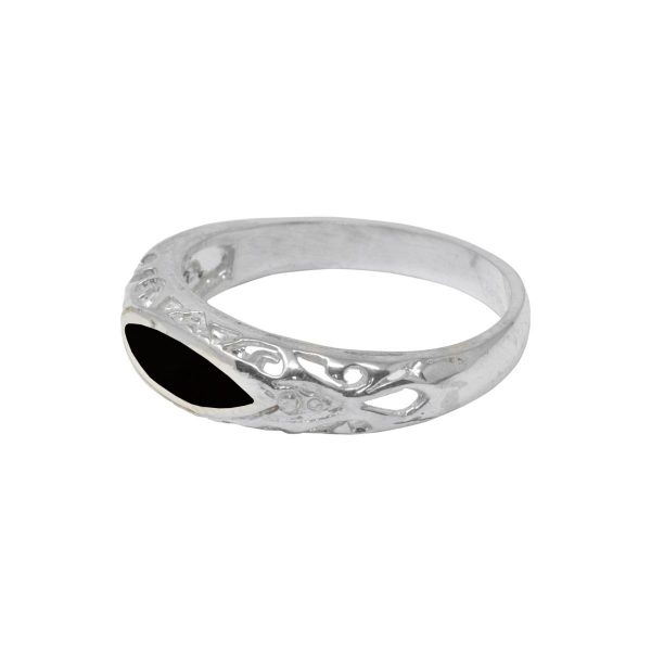 Silver Whitby Jet Ring