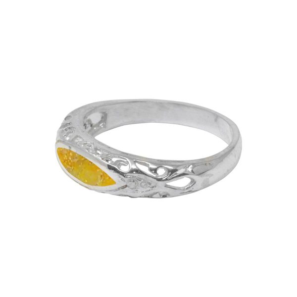 White Gold Bumblebee Jasper Ring