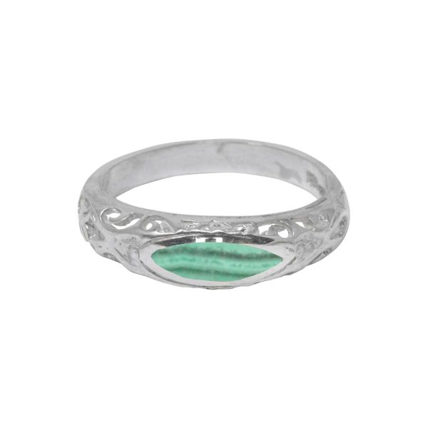 White Gold Malachite Ring