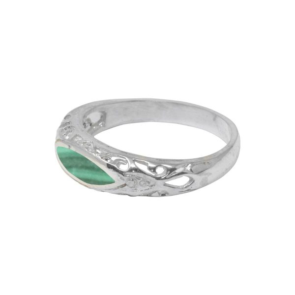 White Gold Malachite Ring