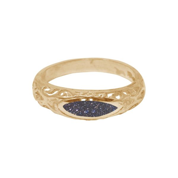 Yellow Gold Blue Goldstone Ring