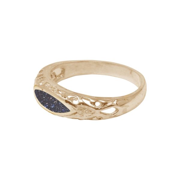 Yellow Gold Blue Goldstone Ring